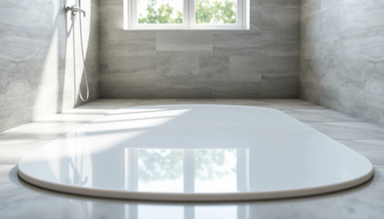 Showcasing elegant shower bases in a modern bathroom to highlight their sleek design and quality.