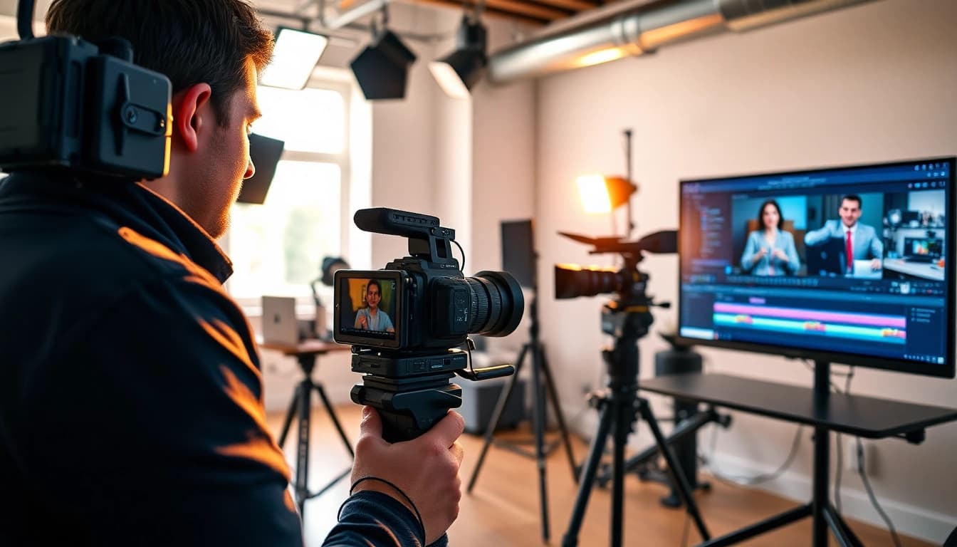 Creating dynamic training videos with a professional videographer in action.
