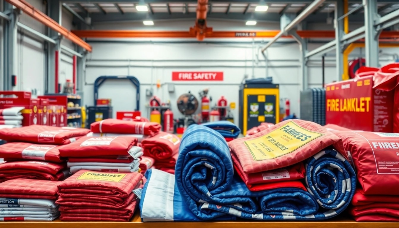 Showcasing diverse fire blankets from a trusted fire blanket supplier in a professional setting.