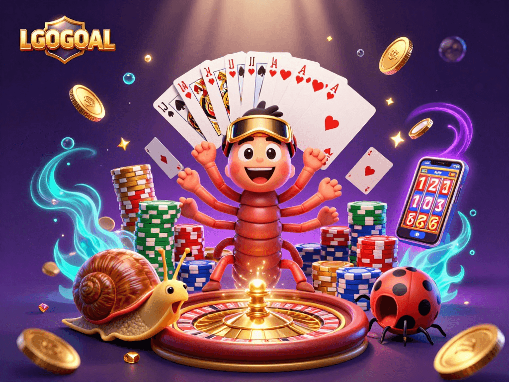 Experience the excitement of LGOGOAL's animated casino scene with vibrant characters and dynamic gameplay elements.