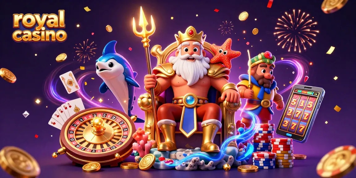 Experience the excitement at royal casino with Neptune and vibrant casino elements.