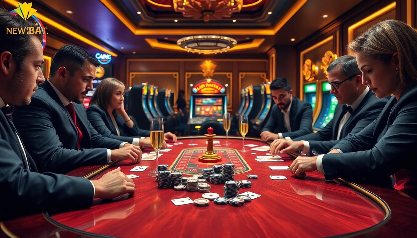 Experience thrilling poker action with elegant players at https://new88.pet/ in a luxurious casino setting.