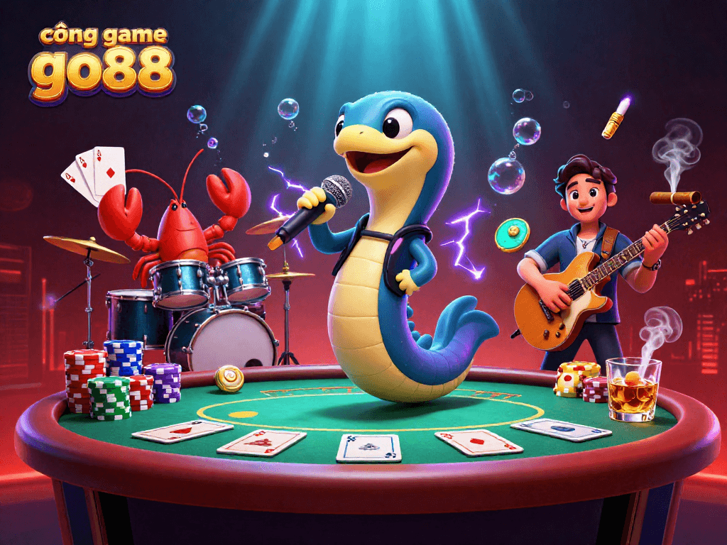 Tham gia cổng game go88 với hình ảnh điện lươn DJ trong sòng bạc dưới nước sinh động.