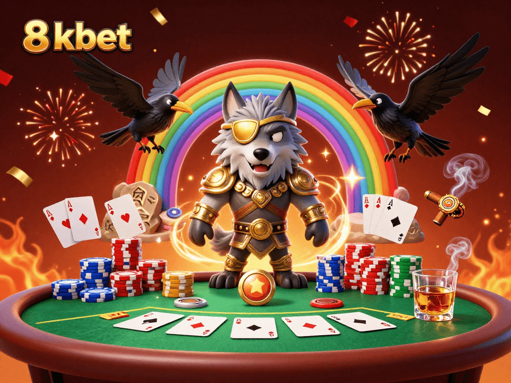 Experience thrilling gaming with 8xbet, featuring a captivating 3D Norse scene and casino elements.
