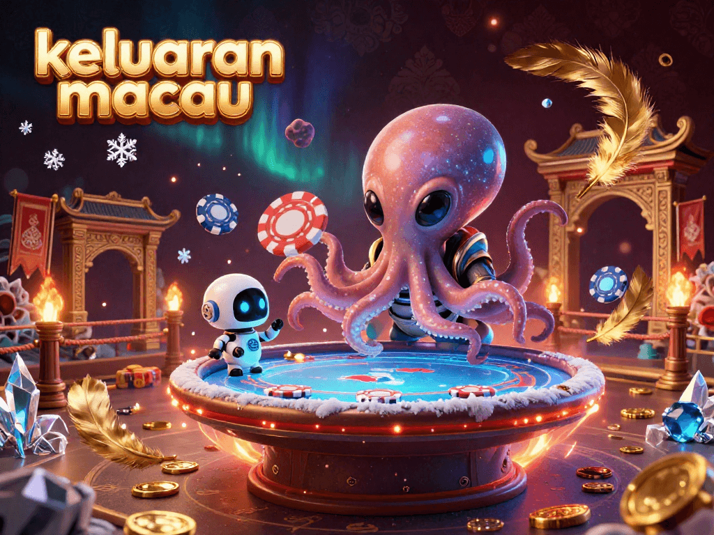 Experience thrilling gameplay at keluaran macau, where the alien octopus and robot engage in exciting poker action surrounded by vibrant casino dynamics.