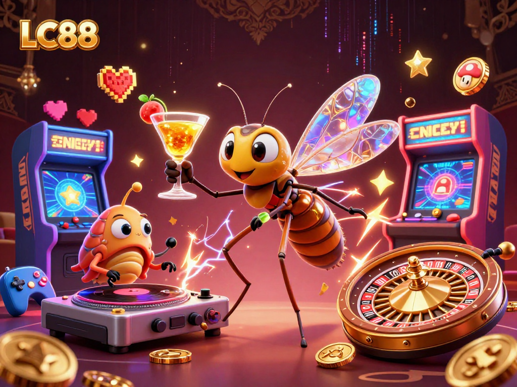 Experience the fun at LC88 with vibrant casino characters and lively gaming elements.