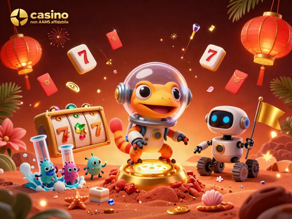 Gioca e vinci nel casino non AAMS affidabile, esplora le meraviglie del gioco con giocate magnifiche in un'illustrazione vivace.