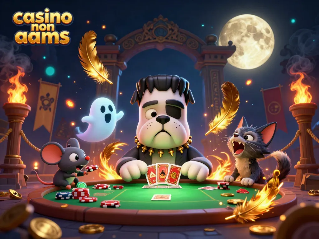 I casino non AAMS offrono giochi con un bulldog mostruoso che distribuisce carte su un tavolo verde di giochi
