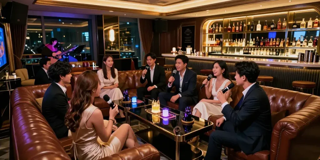 강남 세이렌에서 프리미엄 노래를 즐기는 고객들의 우아한 순간
