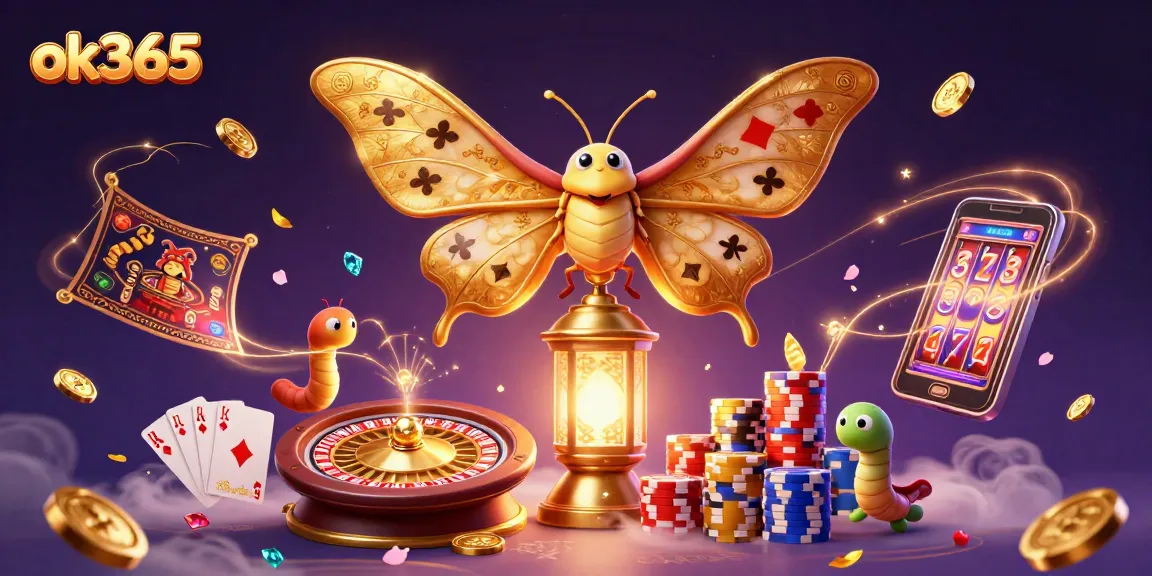 ok365 incorporates vibrant casino themes with golden moths, shining coins, and exciting gameplay elements