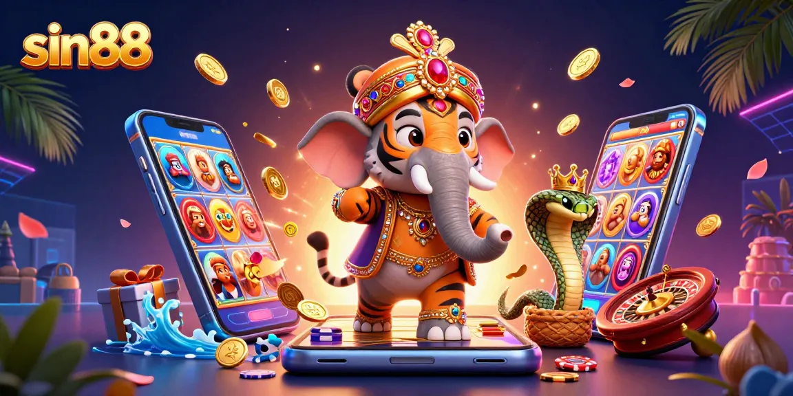 Engage with sin88 and discover thrilling slot games in a vibrant tropical casino scene.