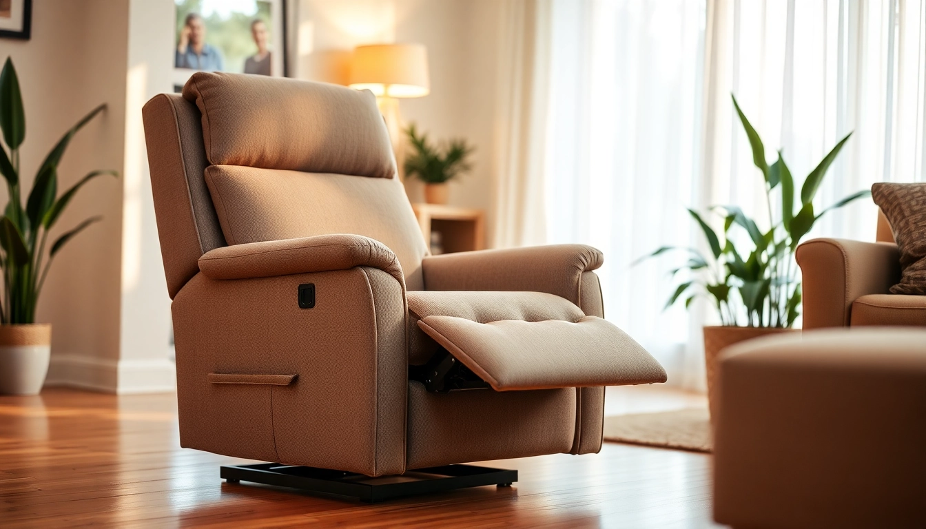 Elevate comfort with a stylish lift chair recliner elegantly placed in a sunlit living room.