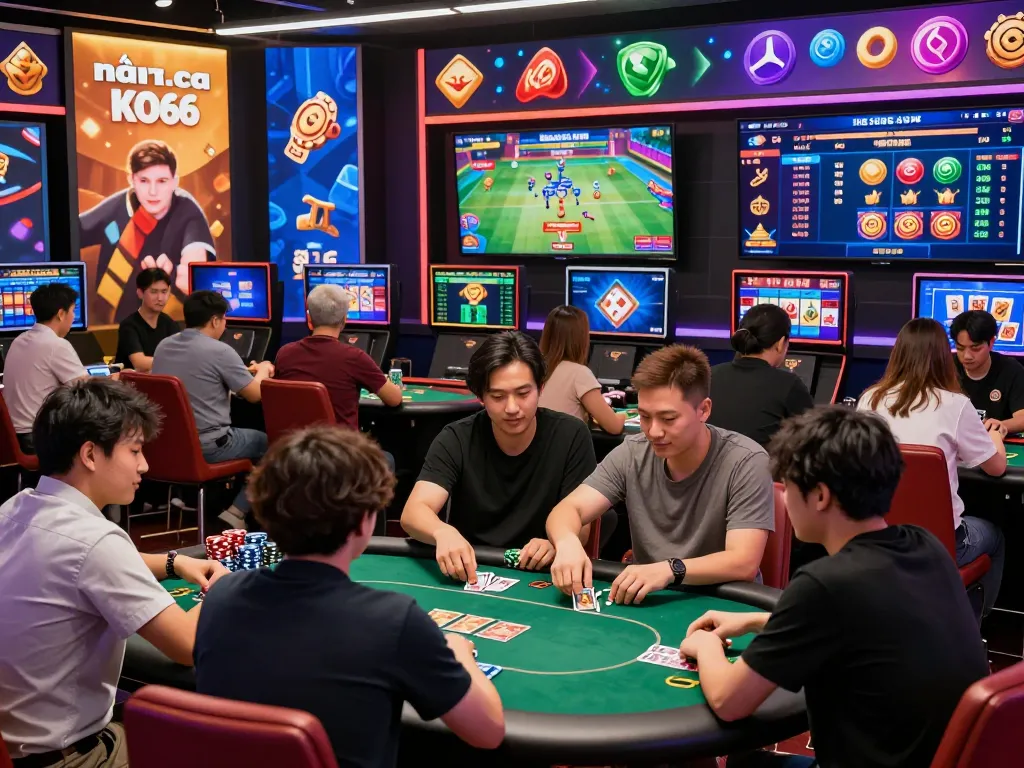 Engaged players enjoying diverse games on nhà cái KO66, showcasing dynamic online gambling excitement.