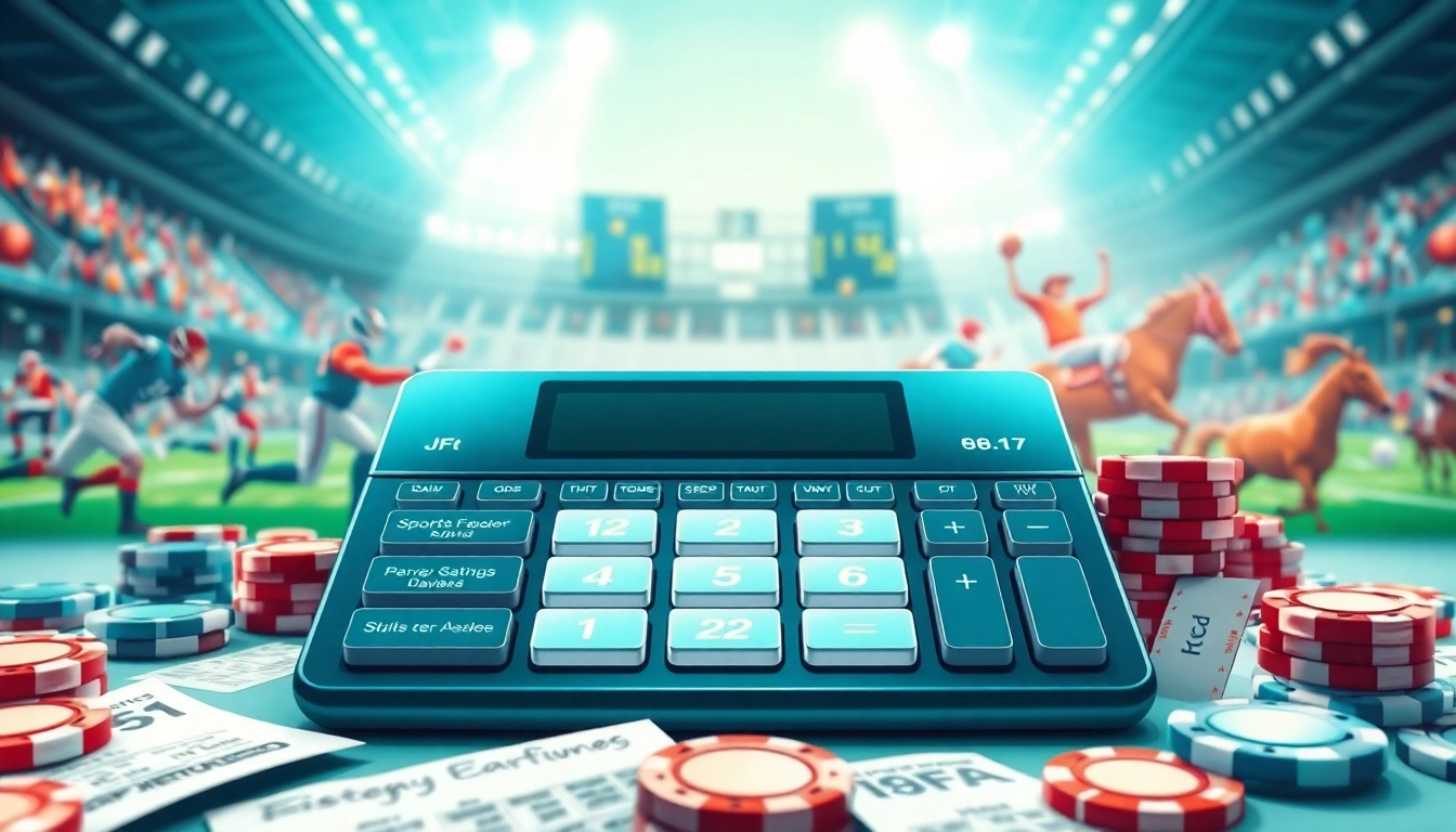 Engaging interface of Sports Betting Calculators highlighted with sports graphics and dynamic statistics.