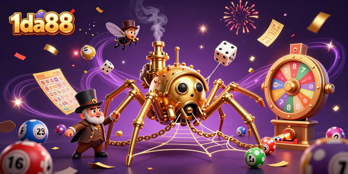 Engage with the exciting world of 1da88 through a vibrant 3D casino illustration.