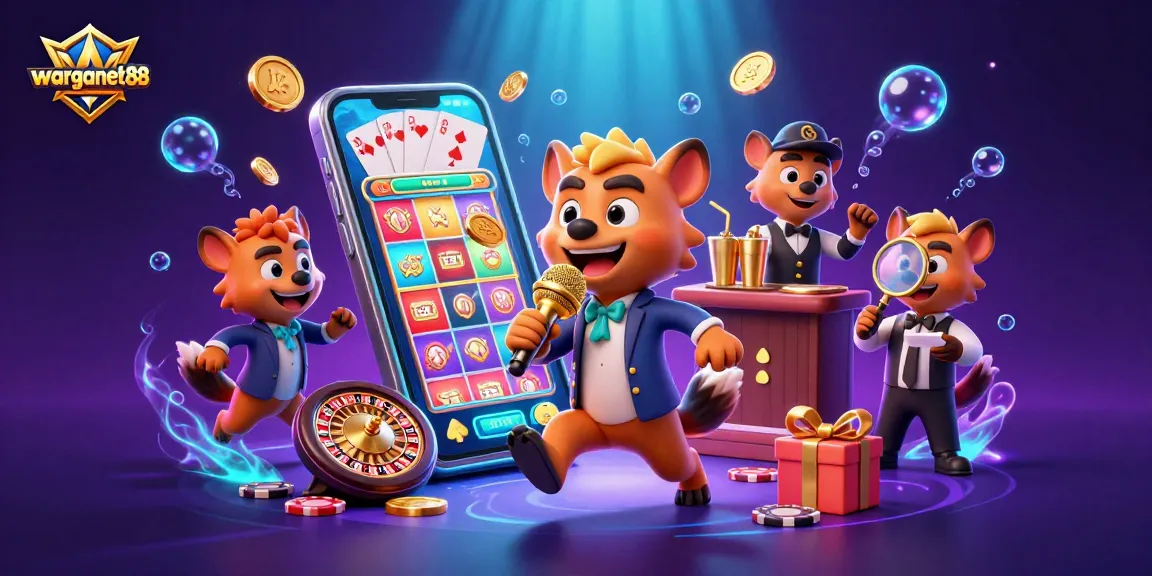 Experience the excitement of warganet88 as hyenas run a vibrant casino taking bets and entertaining guests.