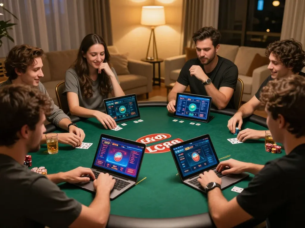 Engaging poker gameplay at LC88 online casino with players analyzing their strategies.