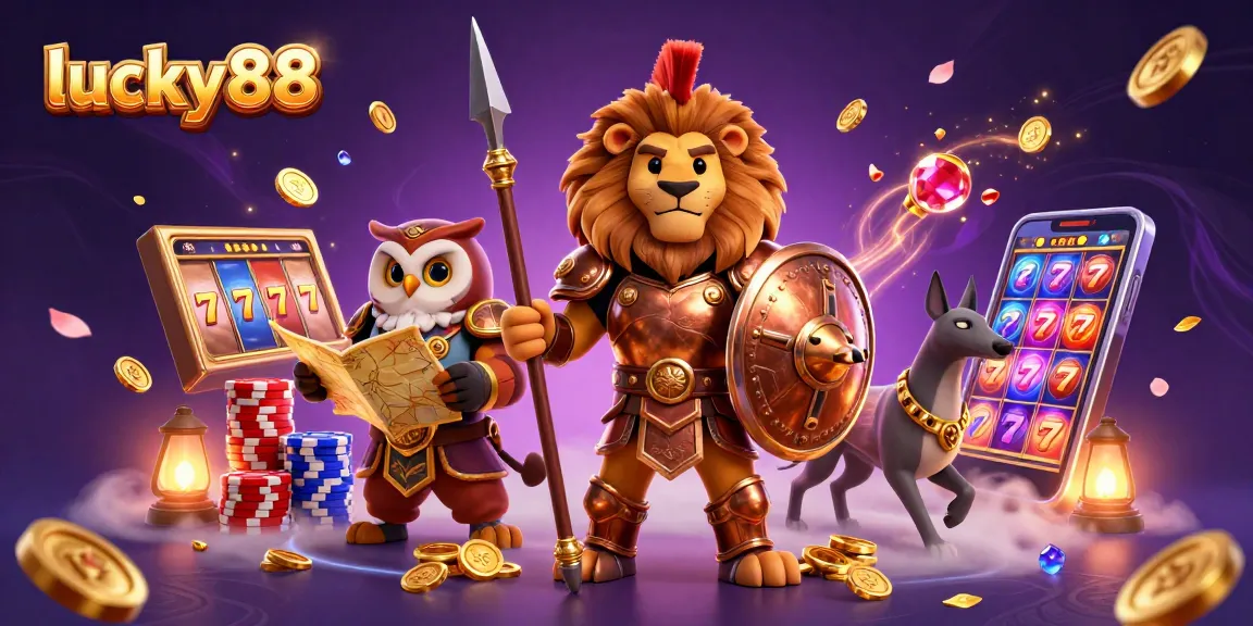 Experience the excitement of lucky88 in this vibrant casino illustration with dynamic elements.