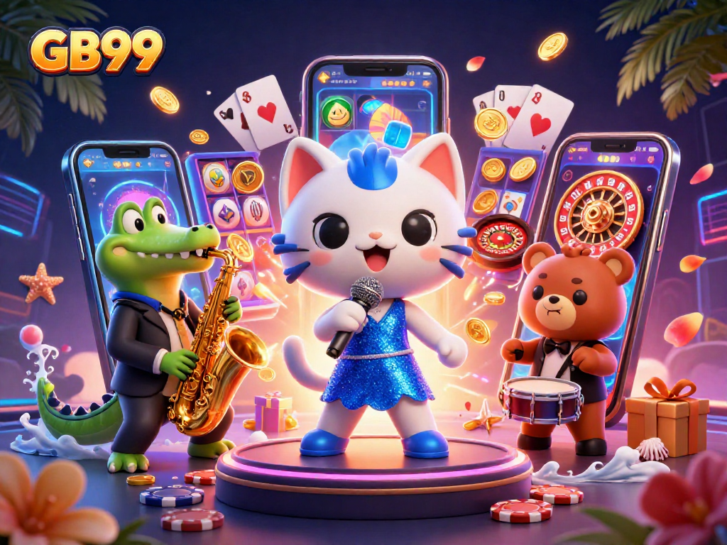 Engage with GB99's thrilling gaming experience featuring vibrant characters and immersive casino elements.