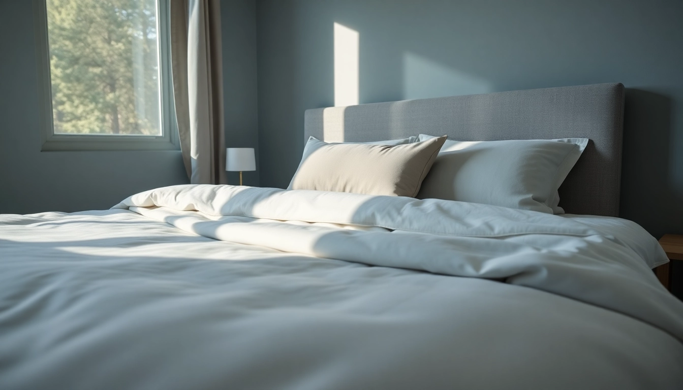 Visual representation of queen bed dimensions in a cozy, modern bedroom setup.