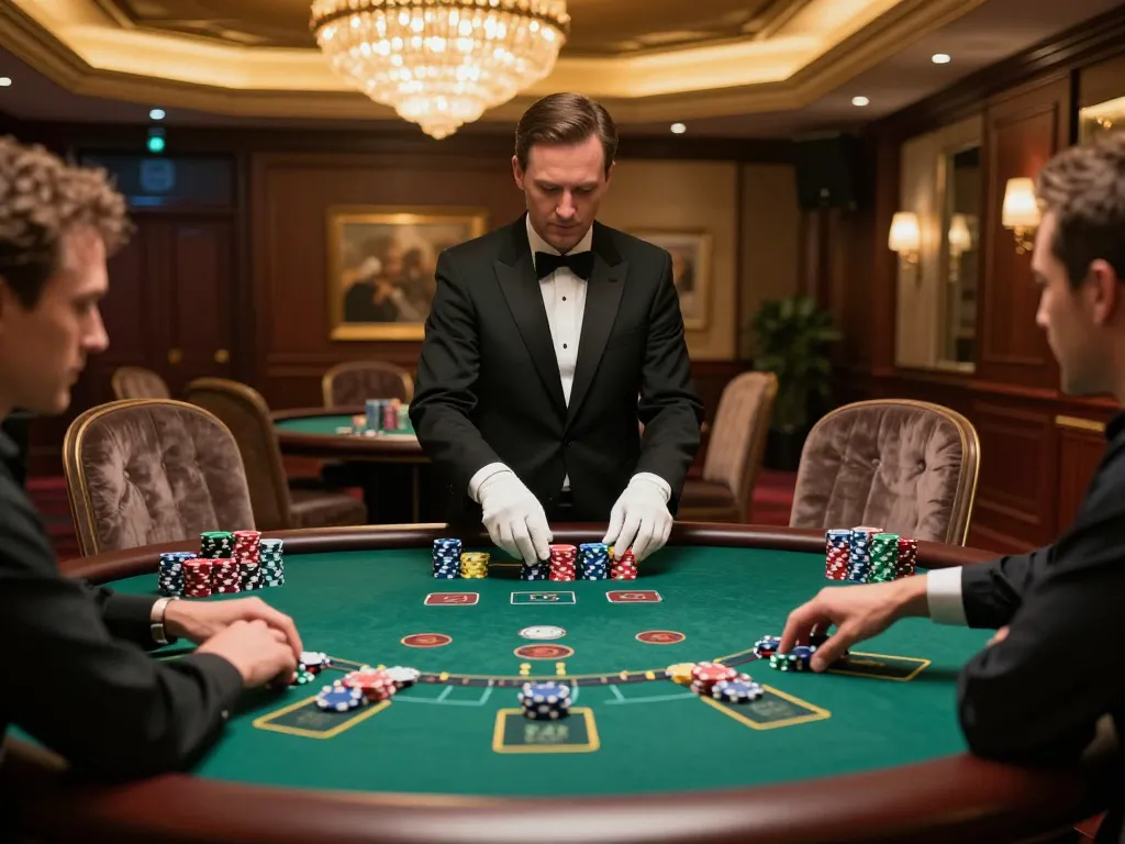 Engaged players strategizing their bets at VIPWin blackjack table in a luxury casino.