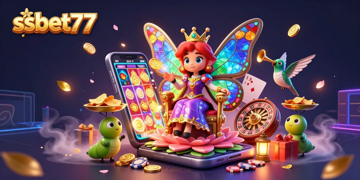 Enhance your gaming experience at ssbet77 with a dynamic 3D illustration showcasing casino excitement.