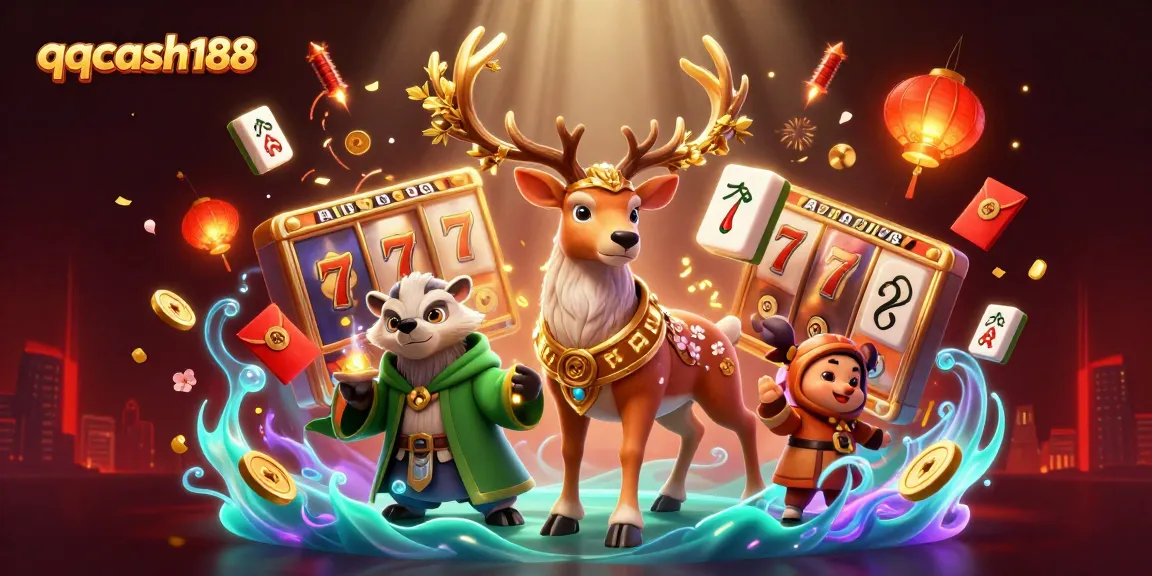Engage in thrilling jackpots with qqcash188, an enchanting 3D casino scene depicting mystical characters.