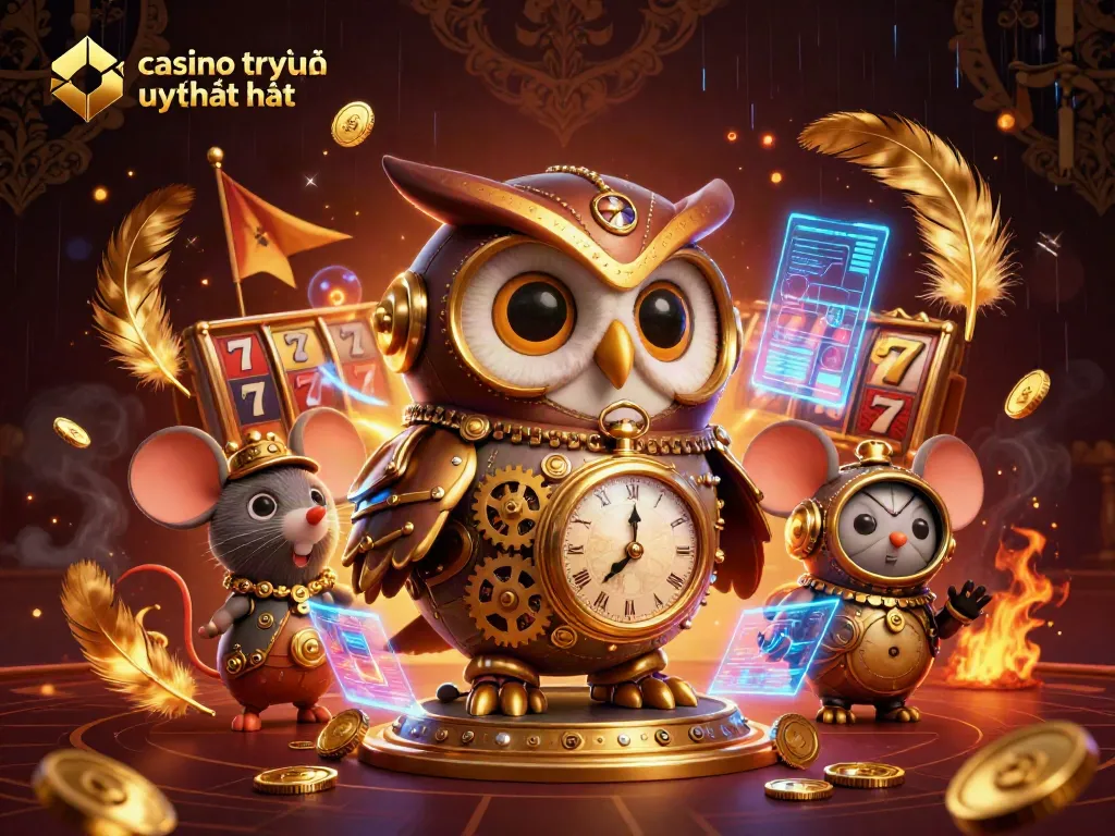 Câu chuyện về casino trực tuyến uy tín nhất với các biểu tượng trò chơi sôi nổi và nhân vật hoạt hình.