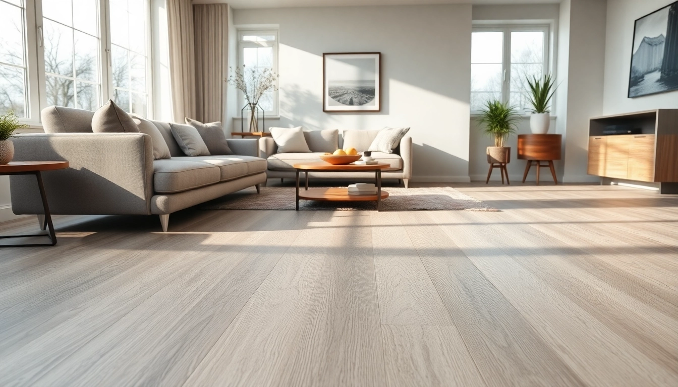 Transform your space with grey vinyl flooring in a modern living room design.