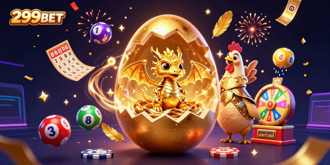 Experience the thrill of winning with 299BET, featuring colorful lottery elements and a golden dragon!