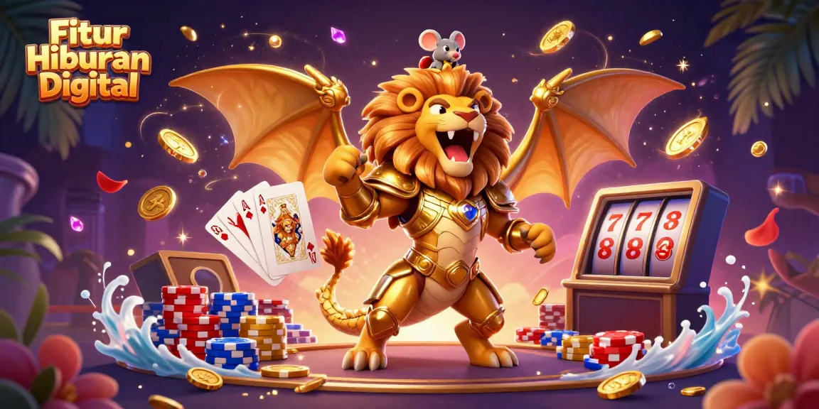 Experience the thrills of Fitur Hiburan Digital with a roaring chimera and dazzling gambling elements.