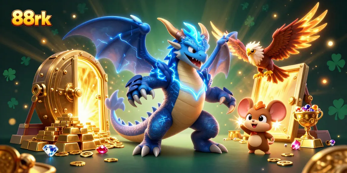 88rk captures the thrill of winning with treasures and dynamic casino action in an electric dragon showdown.