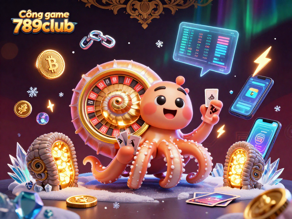 Play thrilling games at Cổng game 789club with a vibrant casino atmosphere and dazzling crypto elements.