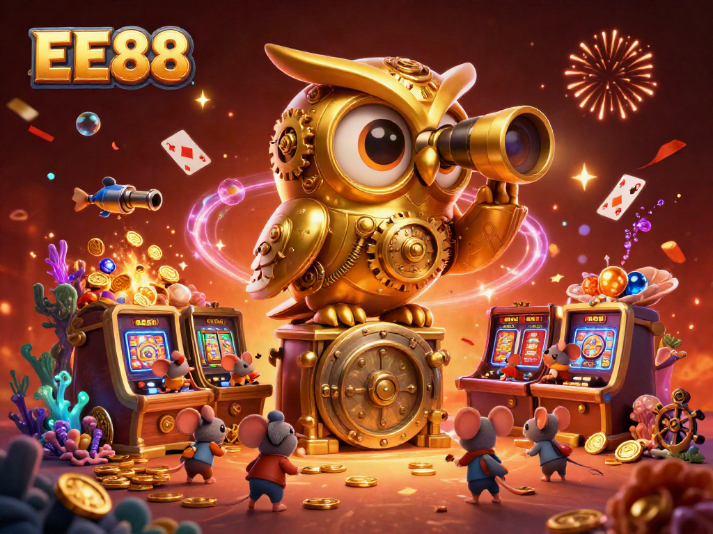 Play at EE88's vibrant casino floor, where golden owls guide your luck and treasure awaits!