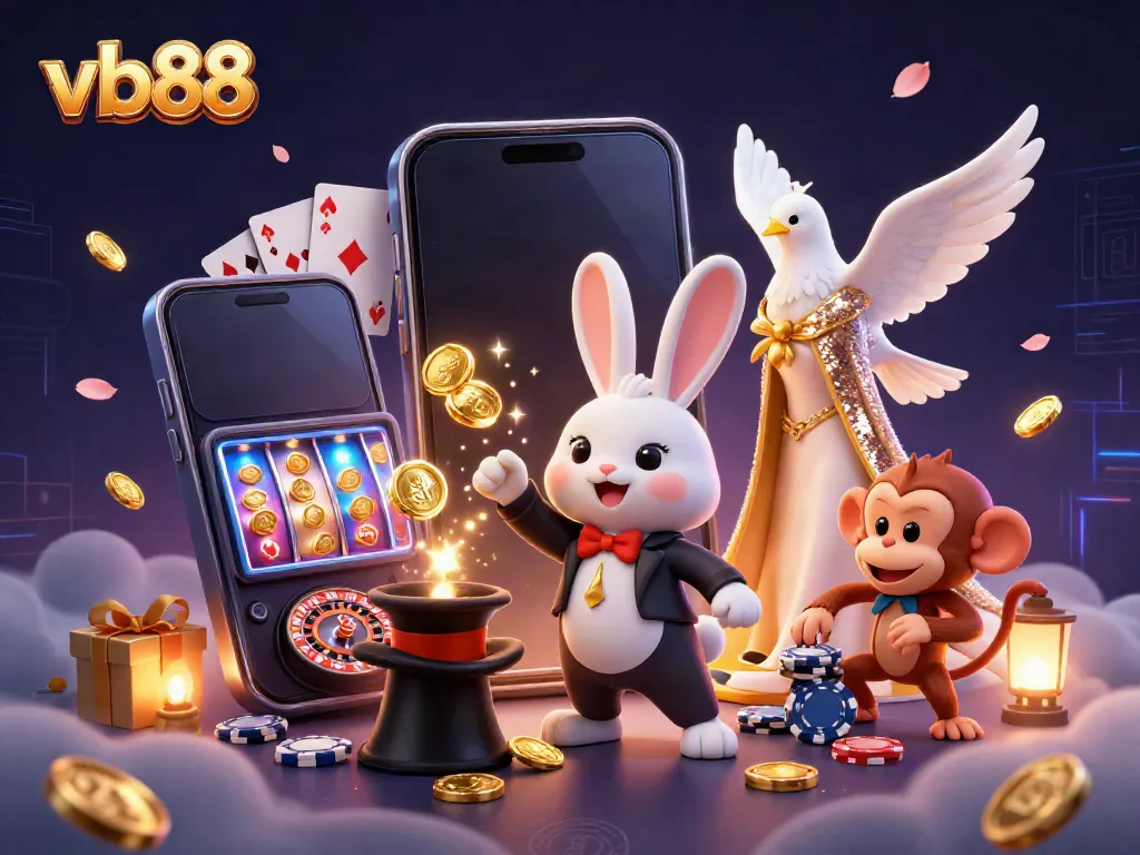 Experience winning with vb88's vibrant casino scene featuring magical characters and exciting game elements.