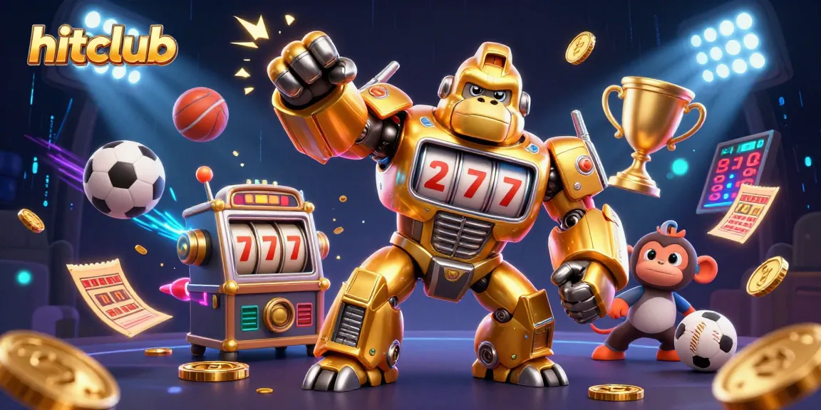 Hitclub elevates gaming with a 3D golden gorilla mech and dynamic sports elements.
