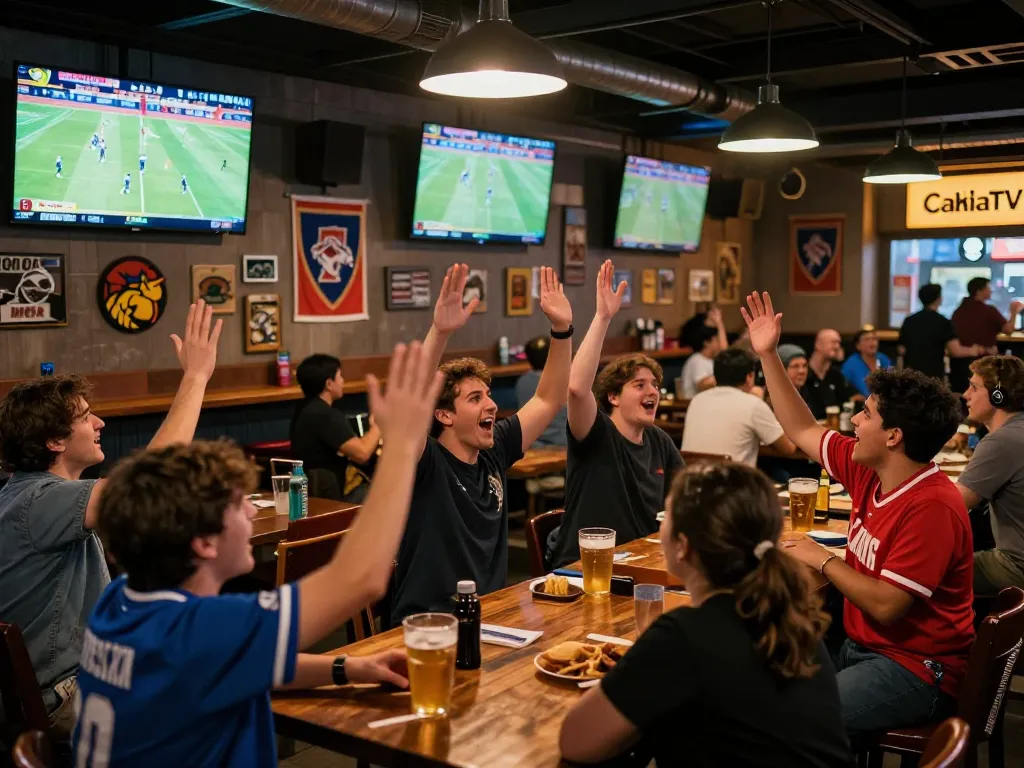Fans cheering while placing bets during a live football match on CAKHIATV.