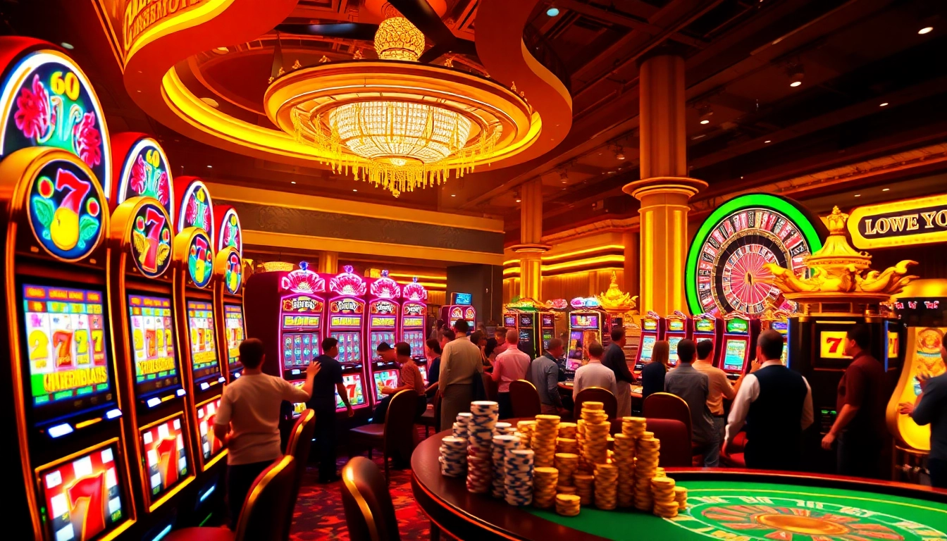 Engaging players enjoying the slot777 experience in a luxurious casino environment.