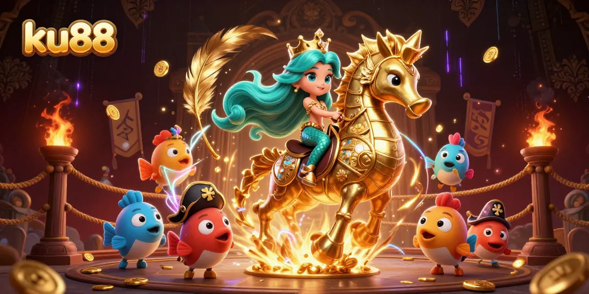 Experience thrilling gaming at ku88 with a colorful underwater casino adventure led by a mermaid.
