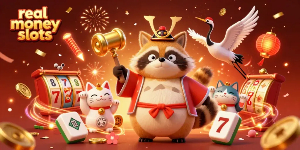 Experience the excitement of real money slots with vibrant characters and festive elements.