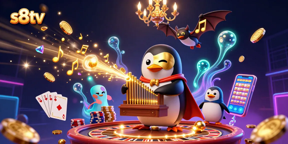 S8TV showcases an exciting gambling scene featuring animated characters, coins, and a dynamic atmosphere.