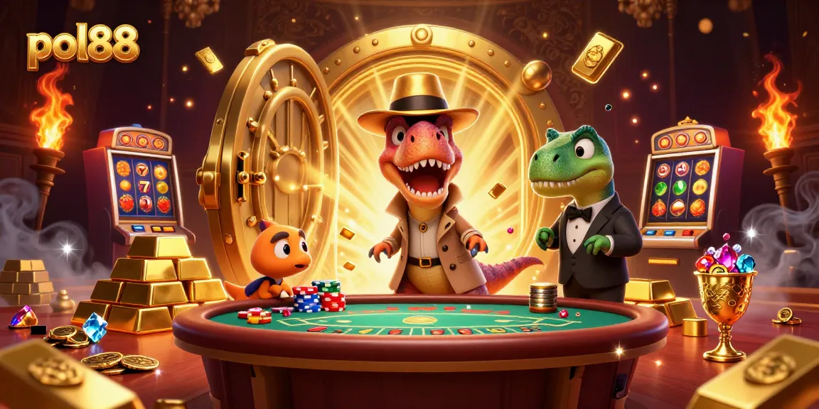 Pol88 menunjukkan strategi judi sambil velociraptor dan teman-temannya beraksi di meja blackjack.