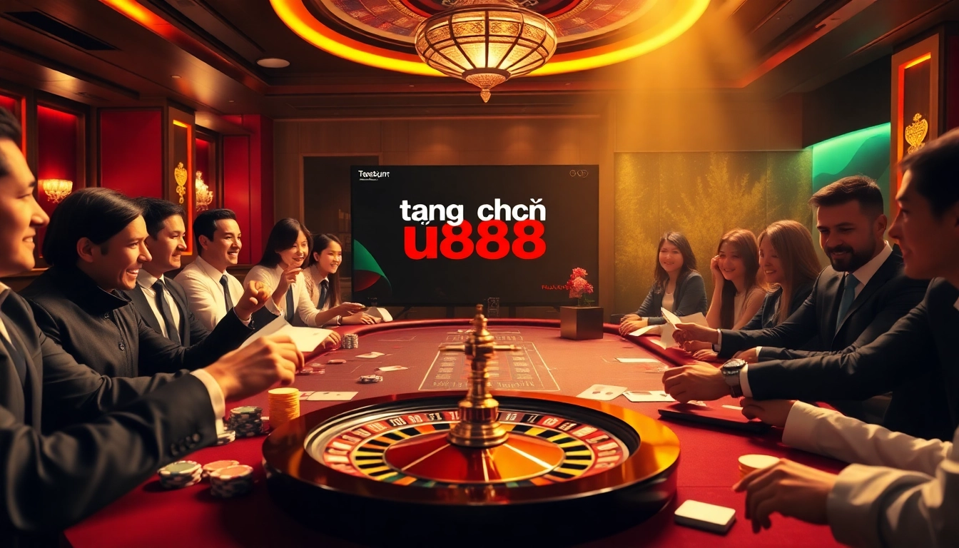Experience the excitement of gaming at trang chủ u888 with vibrant casino tables and engaging players.