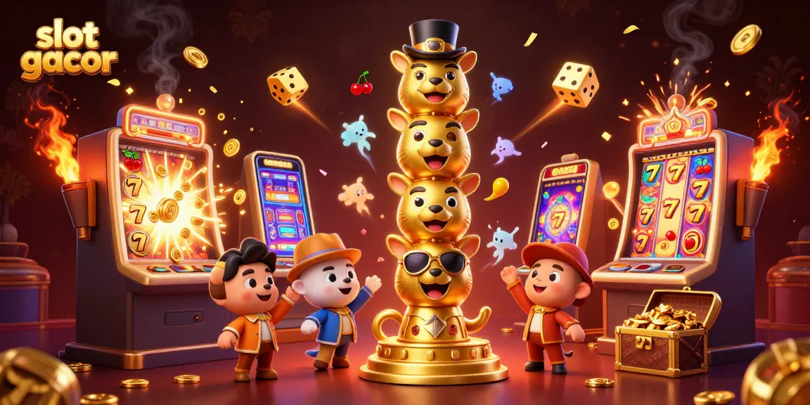 Experience a vibrant slot gacor atmosphere with winning symbols and dynamic illustrations of excitement.