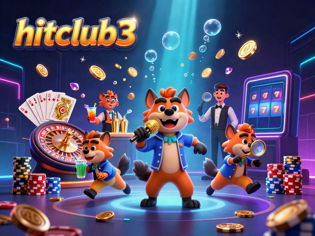 Experience excitement at hitclub3 as hyenas entertain and serve in a vibrant casino scene.