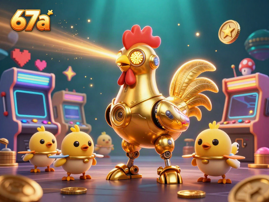 Experience thrilling action with the 67a casino games featuring golden rooster robots and dynamic arcade elements.