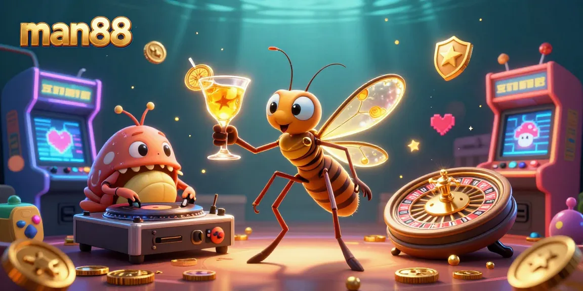 Engage with man88's vibrant casino scene featuring unique gaming characters and elements.