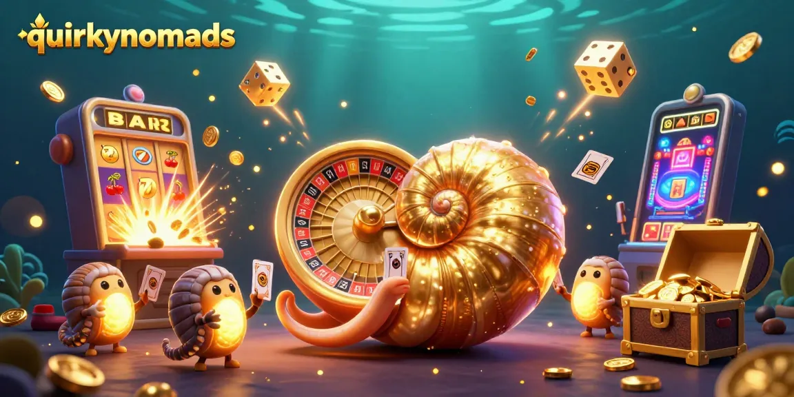 Experience quirkynomads in this vibrant casino scene filled with gold coins and dynamic game elements.