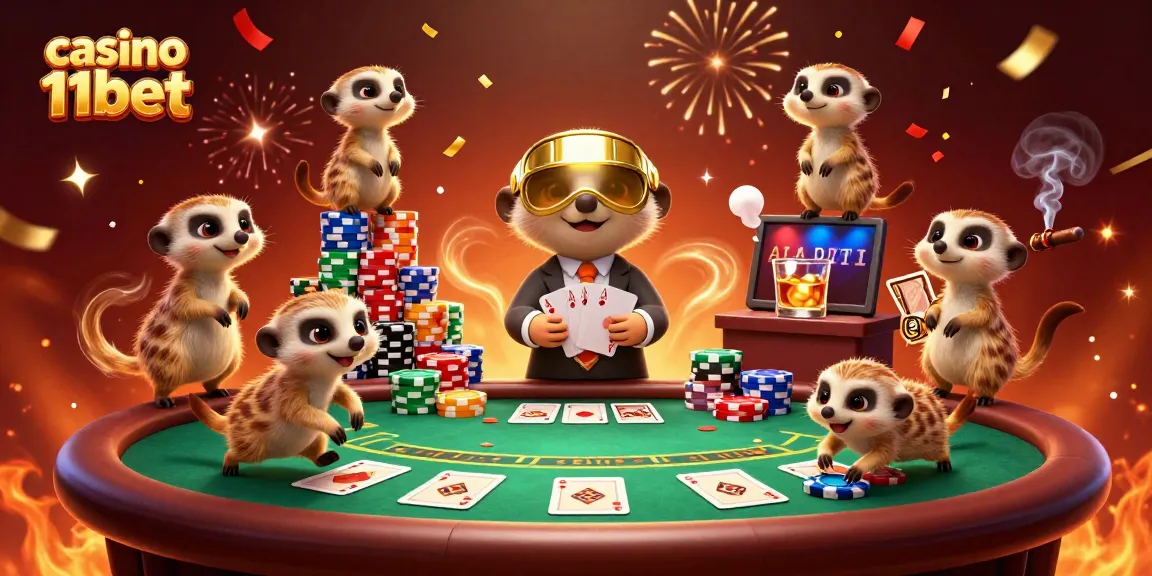 Experience the excitement of casino 11bet with a lively meerkat casino scene full of action.