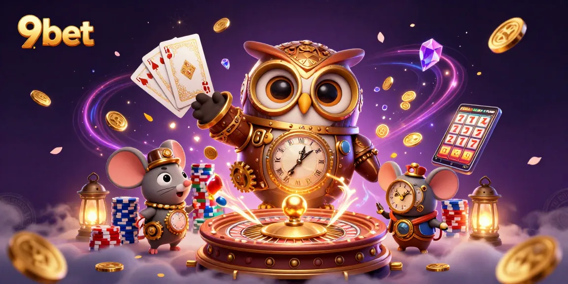 Experience thrilling gaming action at 9bet with vibrant casino elements and dynamic characters.